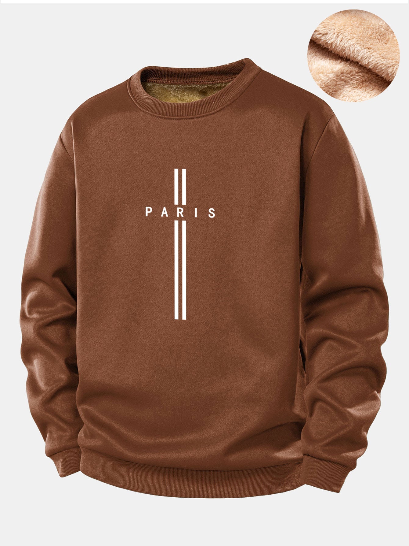 Paris Streifenmuster Teddy Fleece Gefüttertes Sweatshirt