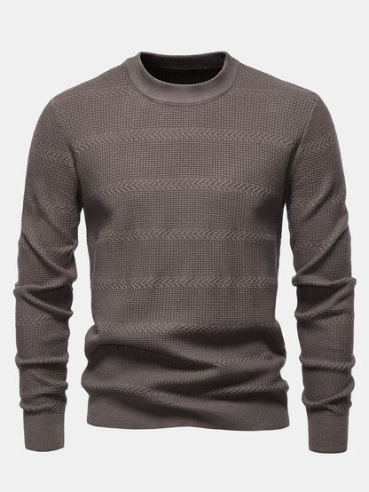 Geometrischer Jacquard Rundhals Sweater