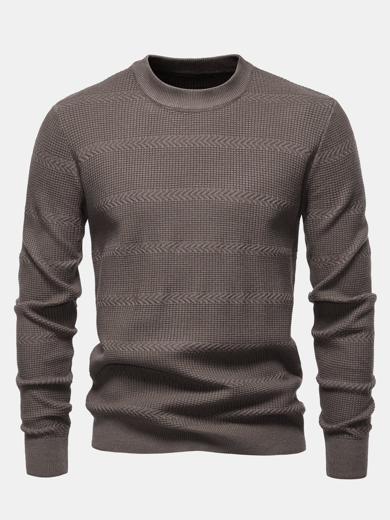 Geometrischer Jacquard Rundhals Pullover