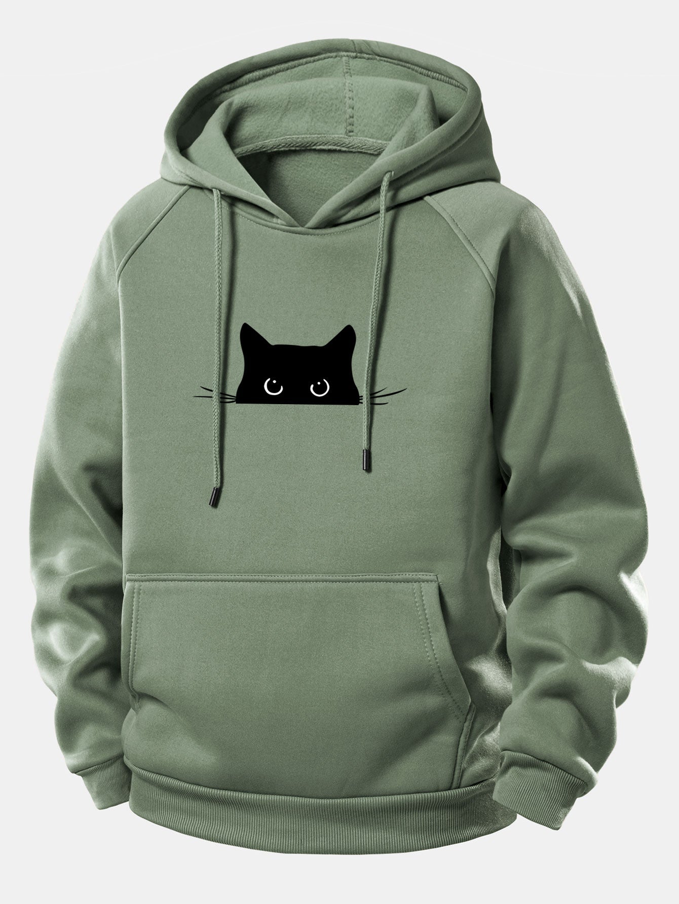 Hoodie mit Kordelzug und schwarzem Katzen-Design
