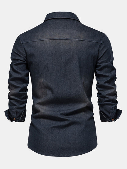 Gewaschenes Denim Westernhemd mit praktischen Taschen