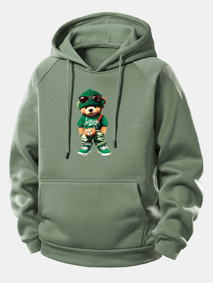Stylischer Hoodie mit Bären-Print und Kordelzug
