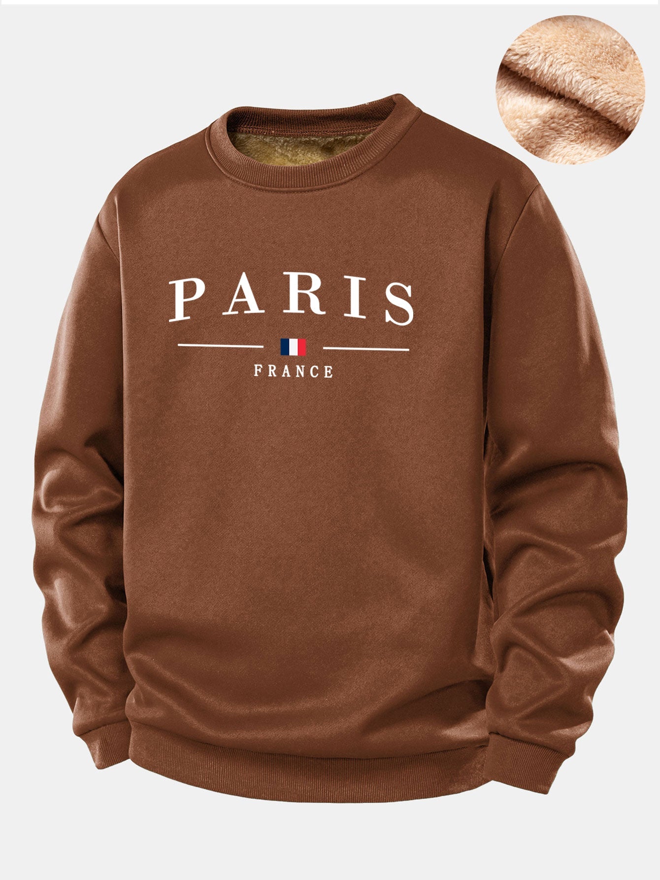 Paris Print Teddy Fleece Gefüttertes Sweatshirt