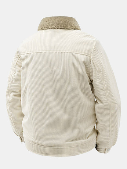 Knopf-Cordjacke mit kuscheligem Teddyfutter