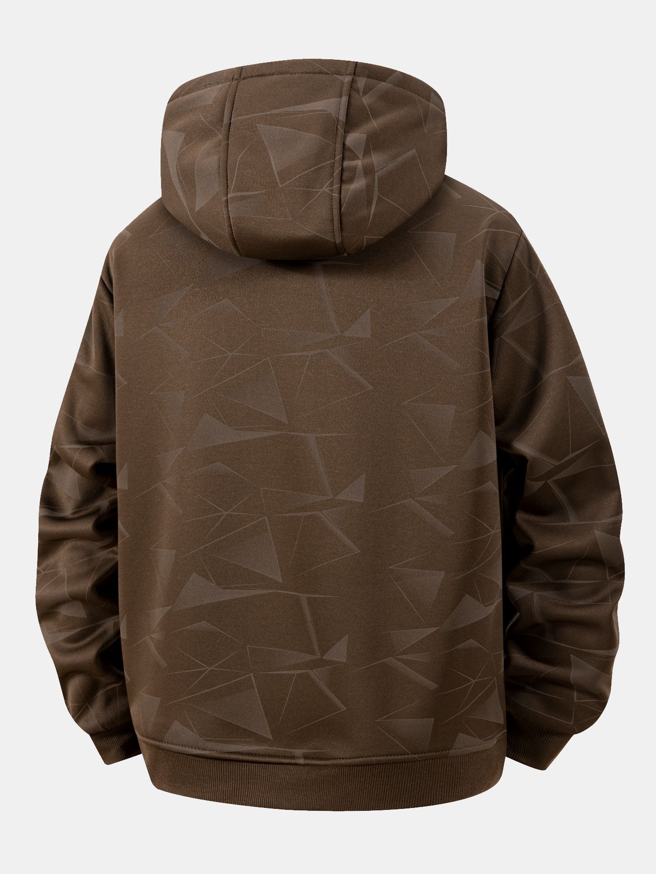 Geometrisch gemusterter Teddy Kapuzenpullover mit Reißverschluss