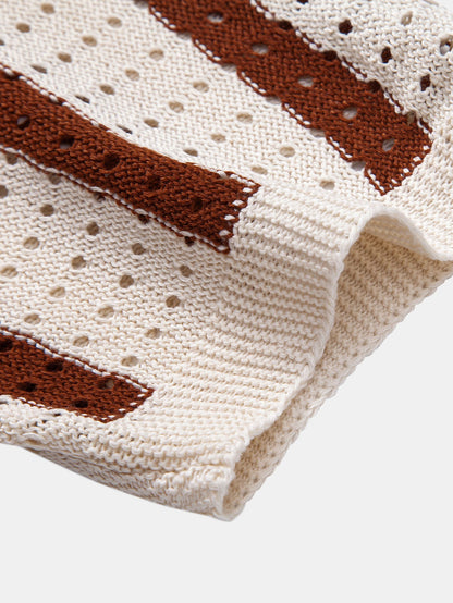 Gestreiftes Strickhemd mit Ösen