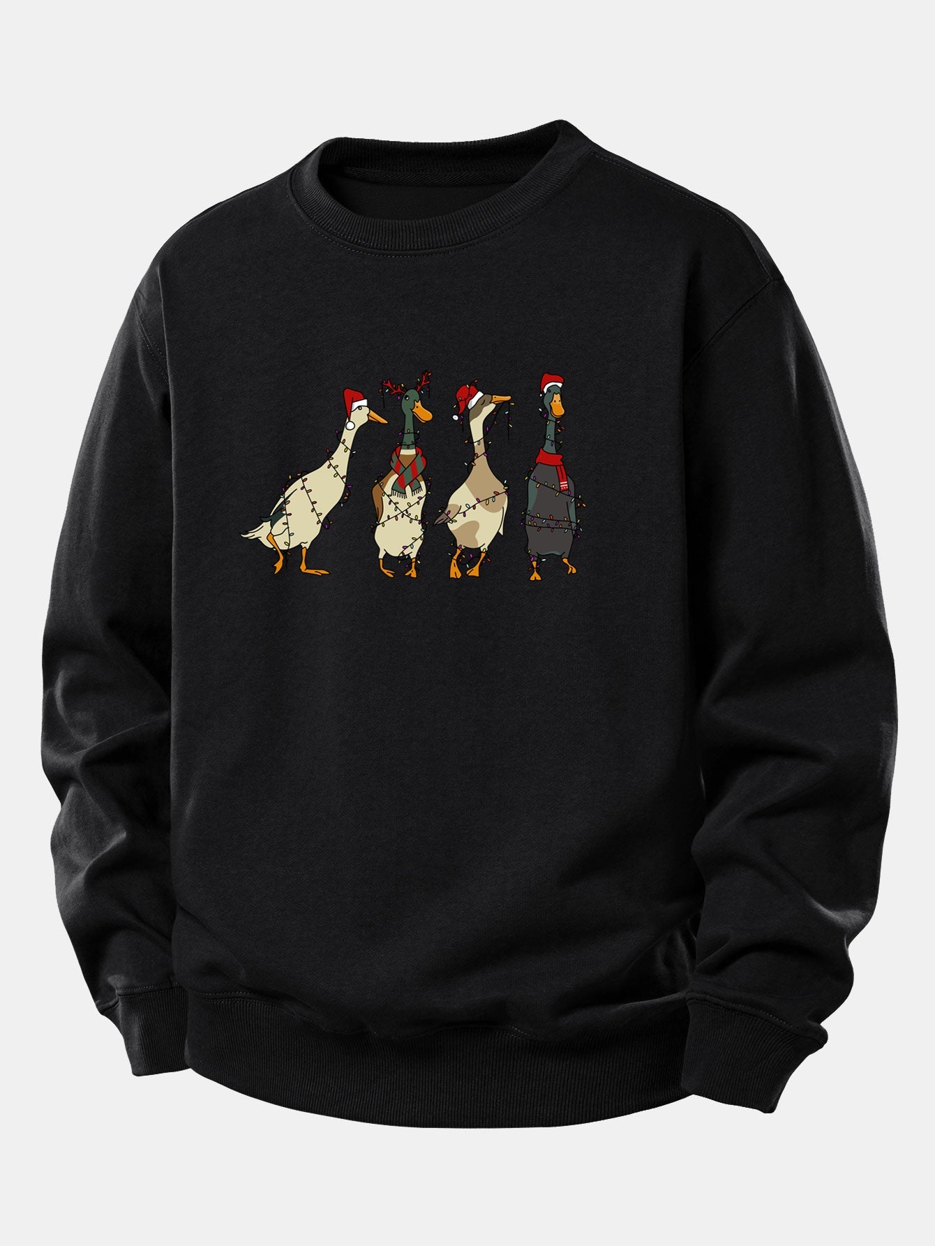 Entenmotiv Sweatshirt mit Weihnachtslichtern – Lässig und Bequem
