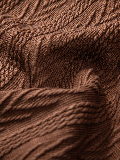 Textured Jacquard Cuban Shirt & Creased Straight Leg Trousers