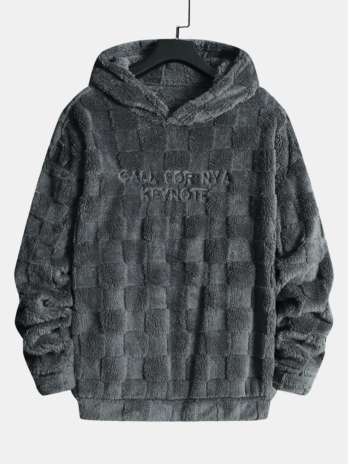 Kalifornien bestickter Teddy-Kapuzenpullover mit Schachbrettmuster