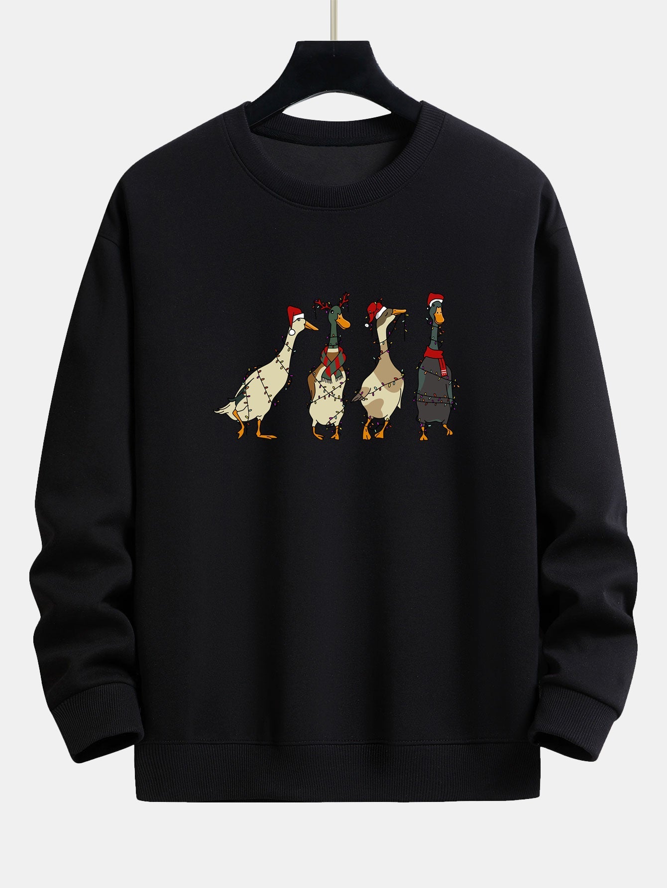 Entenmotiv Sweatshirt mit Weihnachtslichtern - Bequemer Sitz