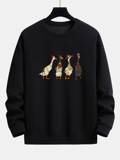 Entenmotiv Sweatshirt mit Weihnachtslichtern - Bequemer Sitz