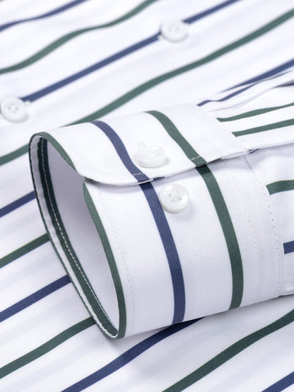 Gestreiftes Langarmhemd mit Knöpfen und schmal geschnittene Hose