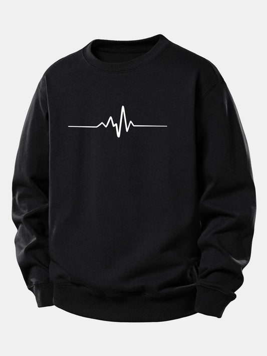Sweatshirt mit Herzschlag-Motiv und lockerem Schnitt