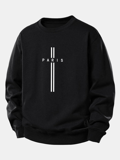 Locker sitzendes Sweatshirt mit Paris-Streifenmuster