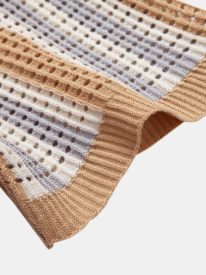 Gestreiftes Häkelshirt mit Augenloch