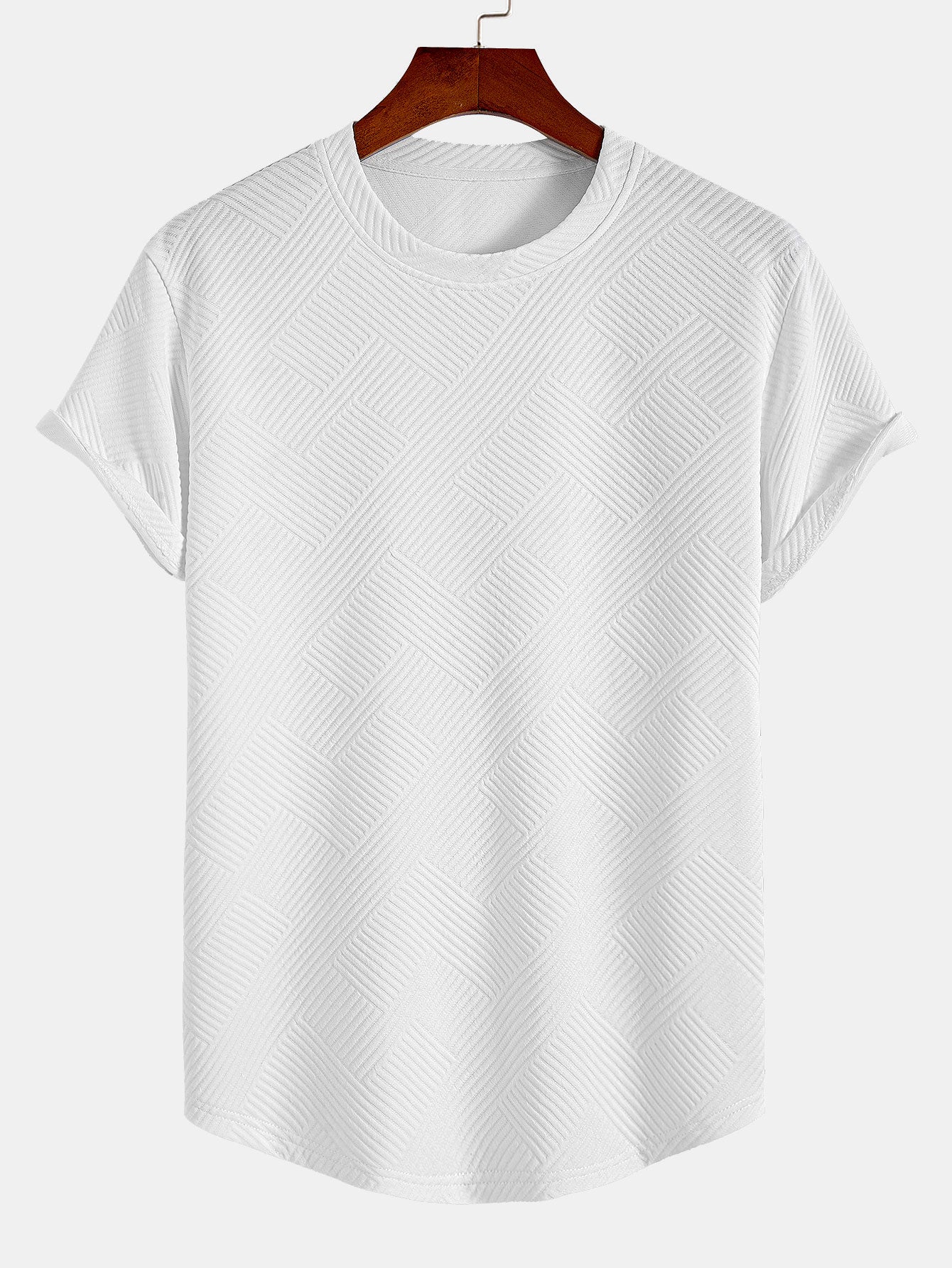 Short Sleeve Striped Jacquard Bow Hem T-Shirt