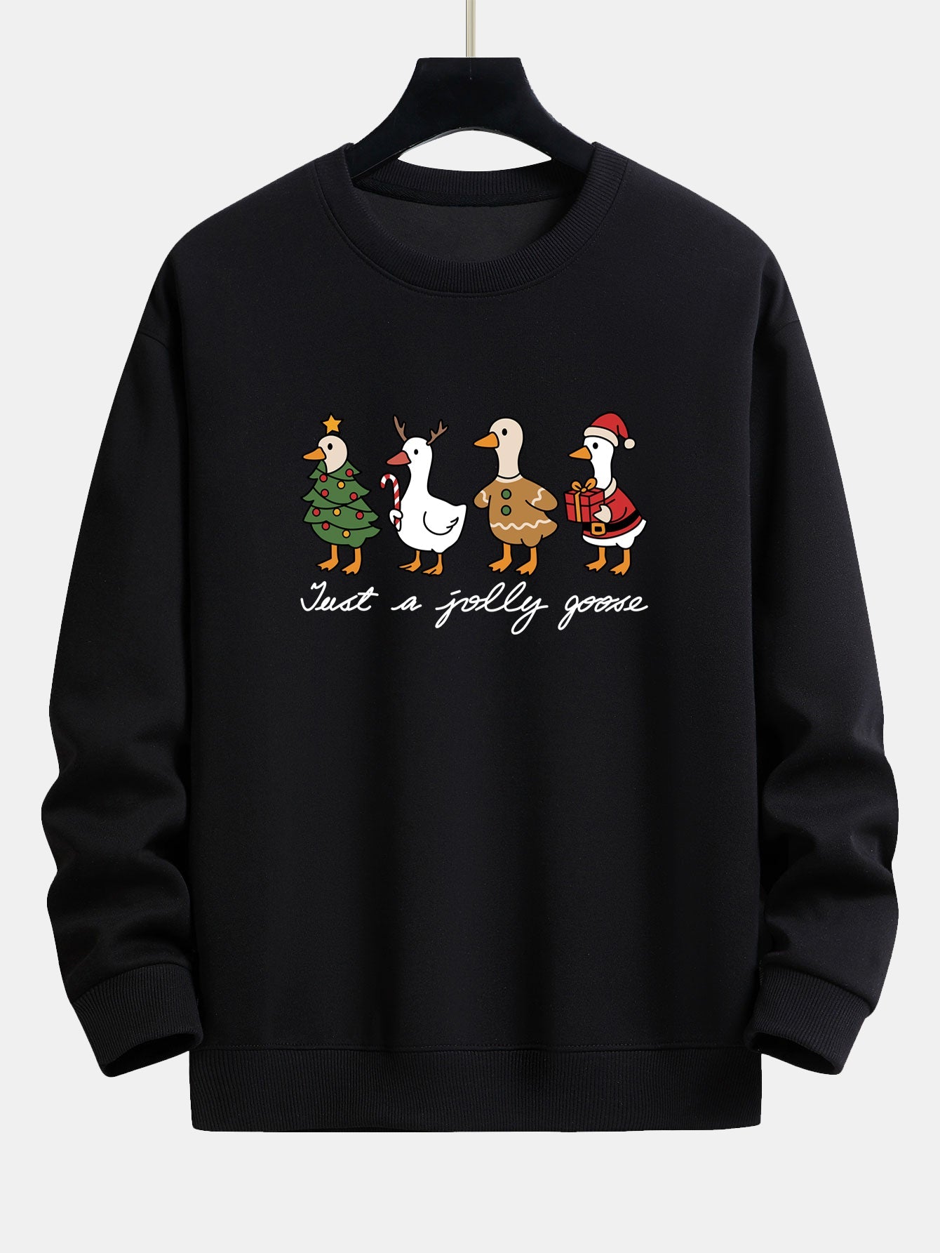 Weihnachtsente Druck Locker Geschnittenes Sweatshirt