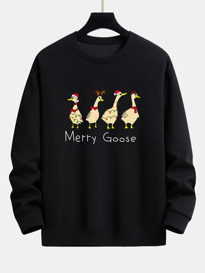 Locker Geschnittenes Sweatshirt mit Weihnachtsente Druck
