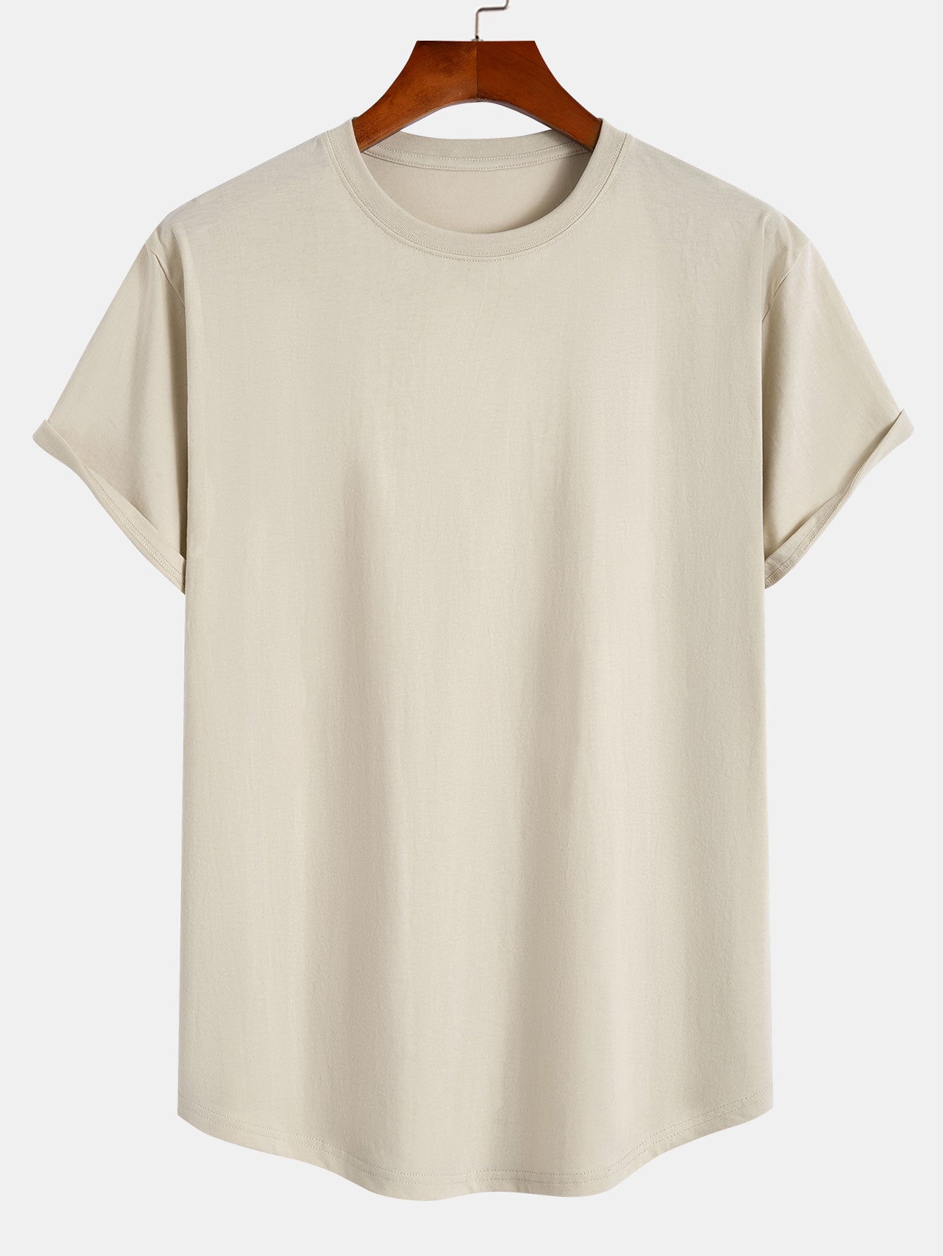 Basic Baumwoll-T-Shirt mit Bogen-Saum