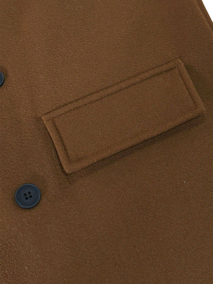 Langer Kunstwollmantel mit Teddyfleece-Kragen