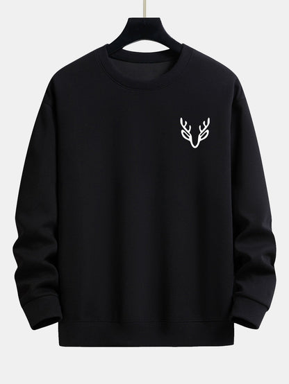 Sweatshirt mit lockerem Schnitt und Hirschkopf-Aufdruck