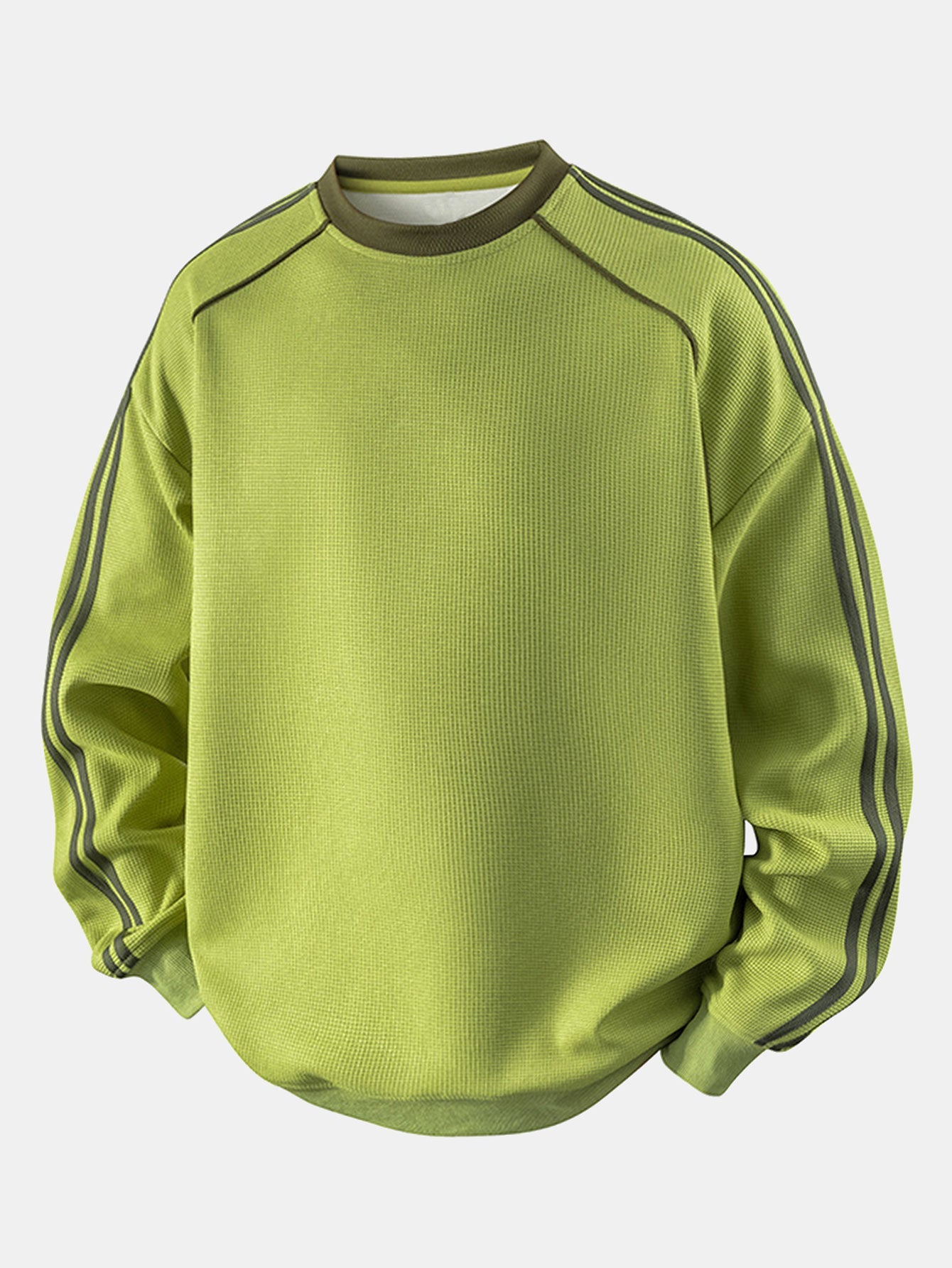 Gestreiftes Waffel-Sweatshirt mit Rundhalsausschnitt für einen lässigen Look