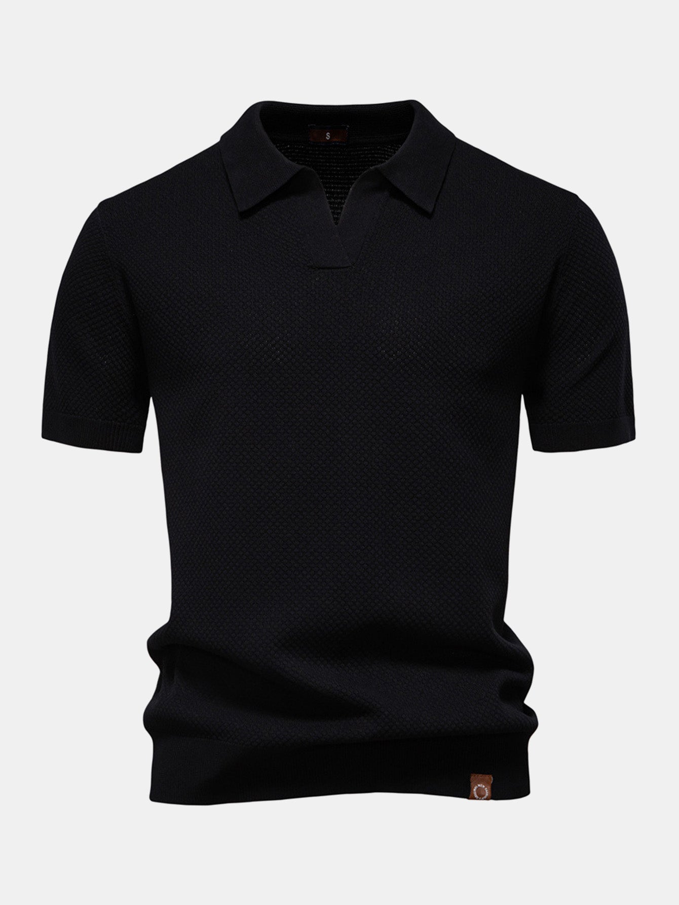 V-Neck Pineapple Pattern Knit Polo