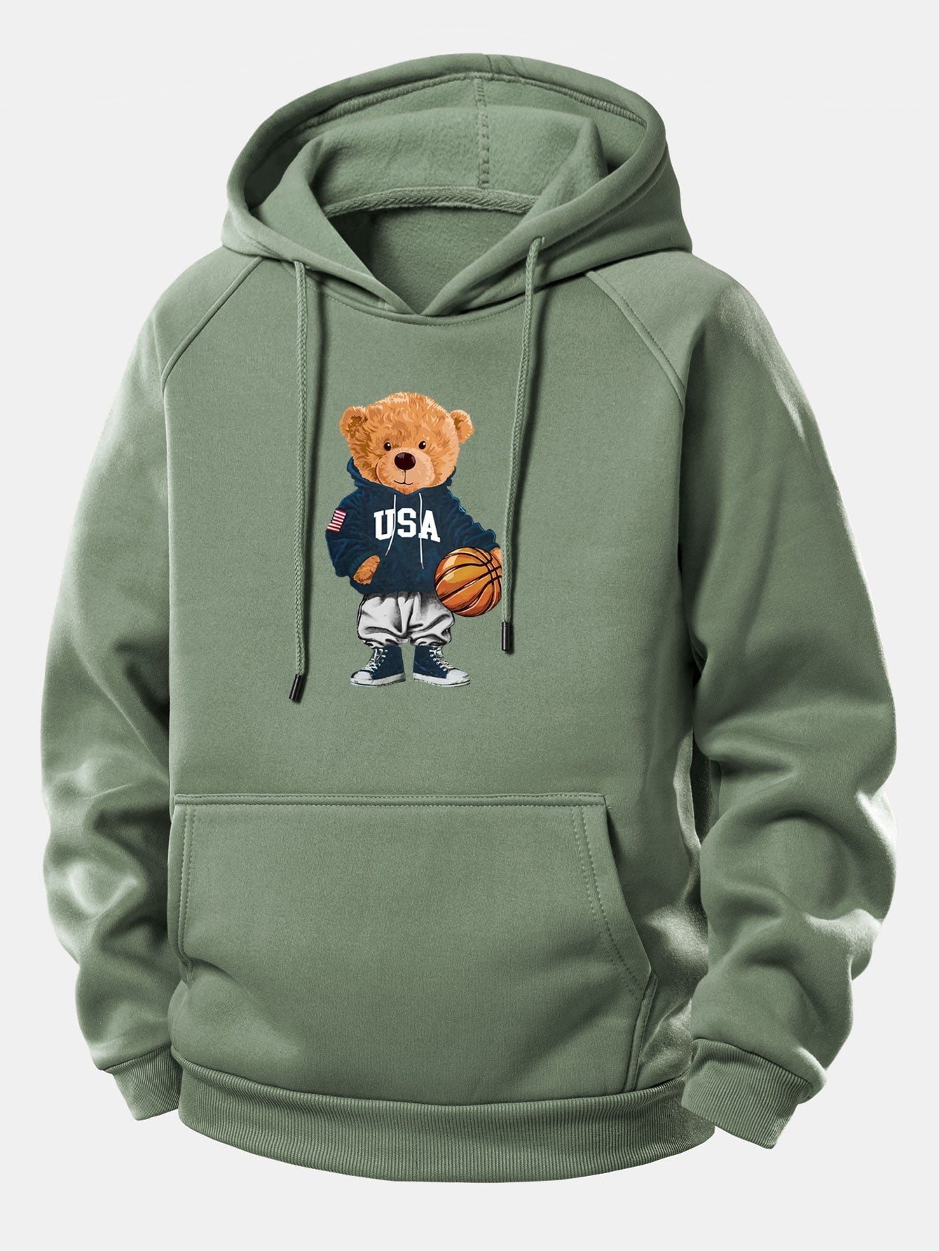 Basketball Bär Grafik Hoodie mit Kordelzug