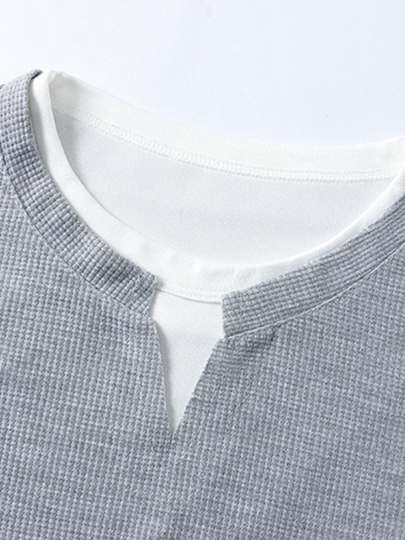 Casual Long Sleeve 2-in-1 Waffle T-Shirt & Straight Cord Pants