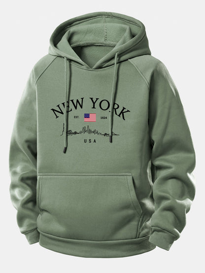New York Druck Kordelzug Kapuzenpullover