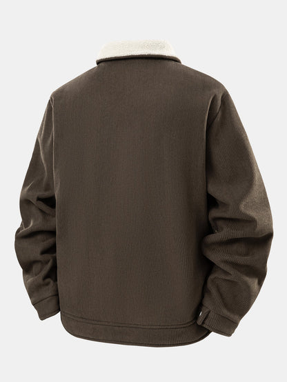 Teddygefütterte Cordjacke mit Reißverschluss