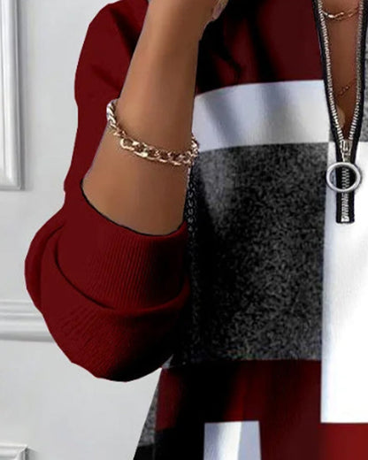 Stutz I Lässiges Sweatshirt mit halbem Reißverschluss und Druck