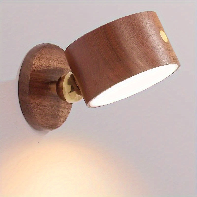 Kabellose LED Holz Wandleuchte – Touchsteuerung & Dimmbar für Schlafzimmer & Wohnzimmer
