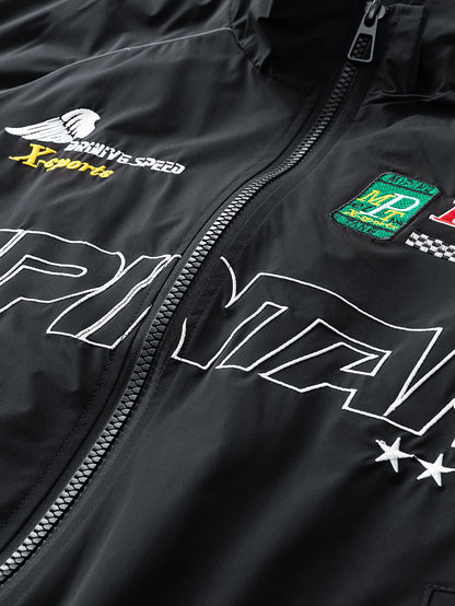 Bestickte Rennjacke mit lockerem Sitz