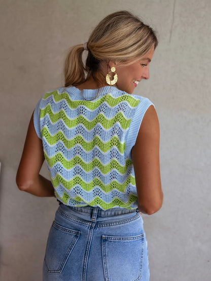 ADELBURG I ÄRMELLOSES ZOPFSTRICK-TOP