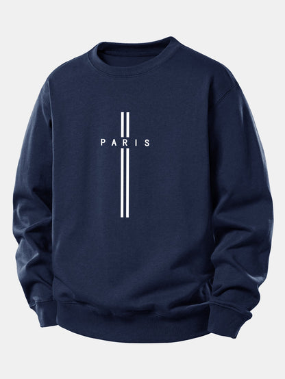 Locker sitzendes Sweatshirt mit Paris-Streifenmuster