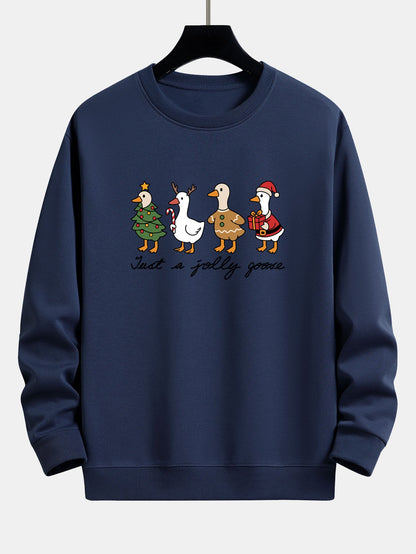 Weihnachtsente Druck Locker Geschnittenes Sweatshirt