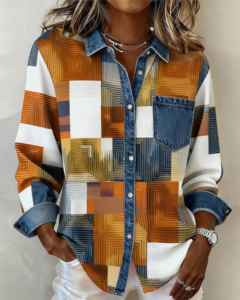 Stutz I Farbblock-Shirt mit modischem Kragen