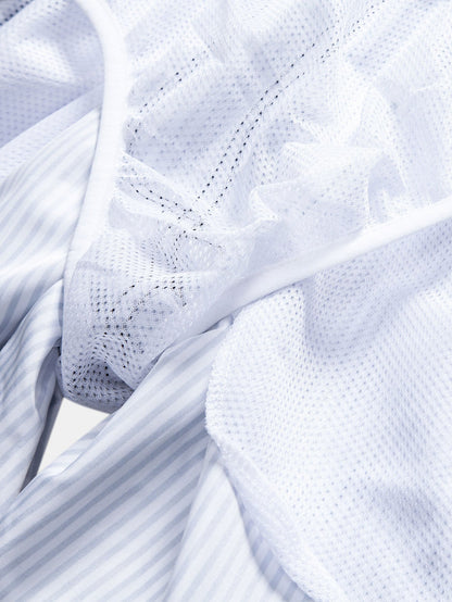 Palmbaum Nautical Print Button-Up Shirt with Striped Swim Shorts