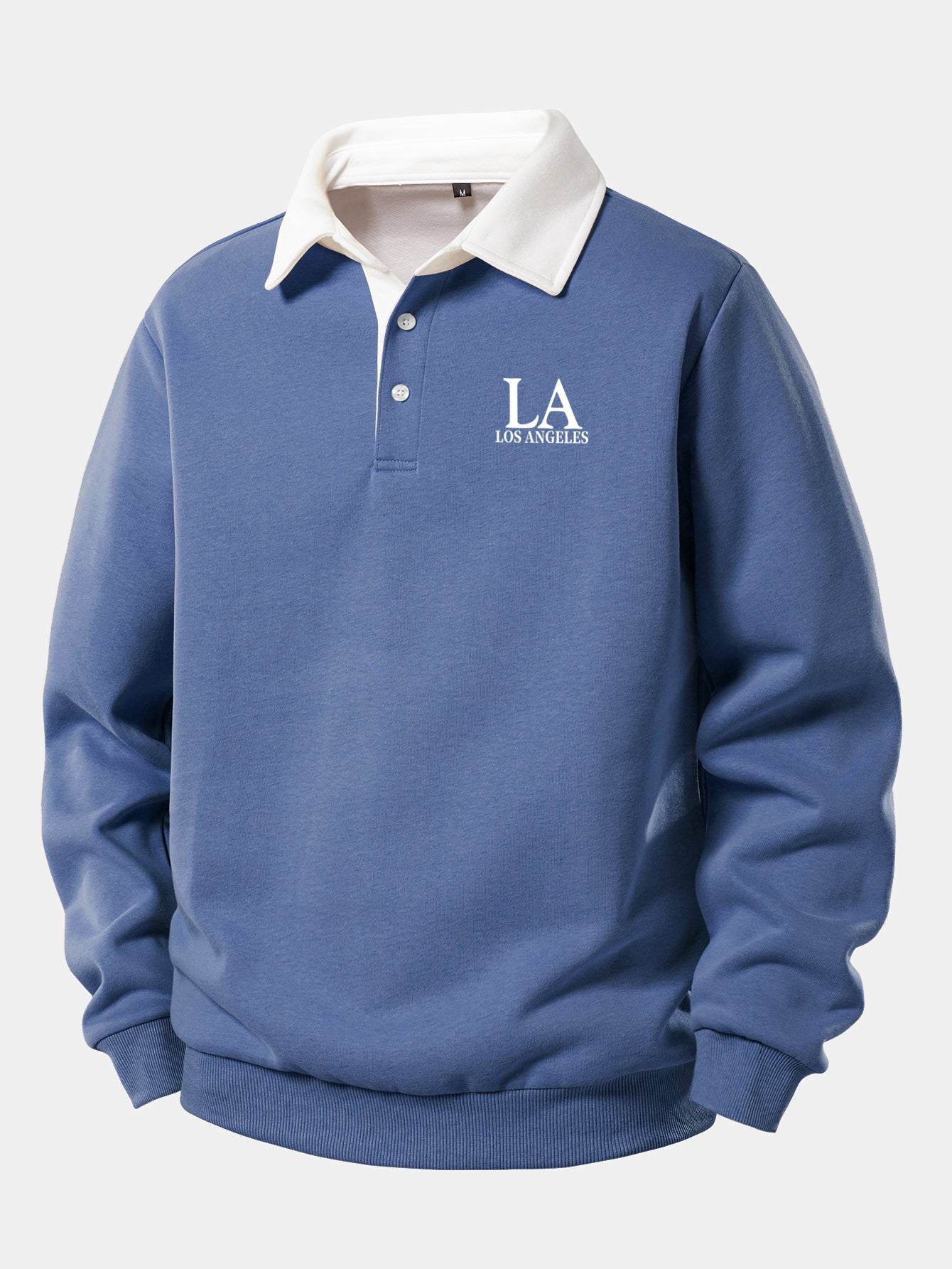 Los Angeles Contrast Print Polo Collar Sweatshirt