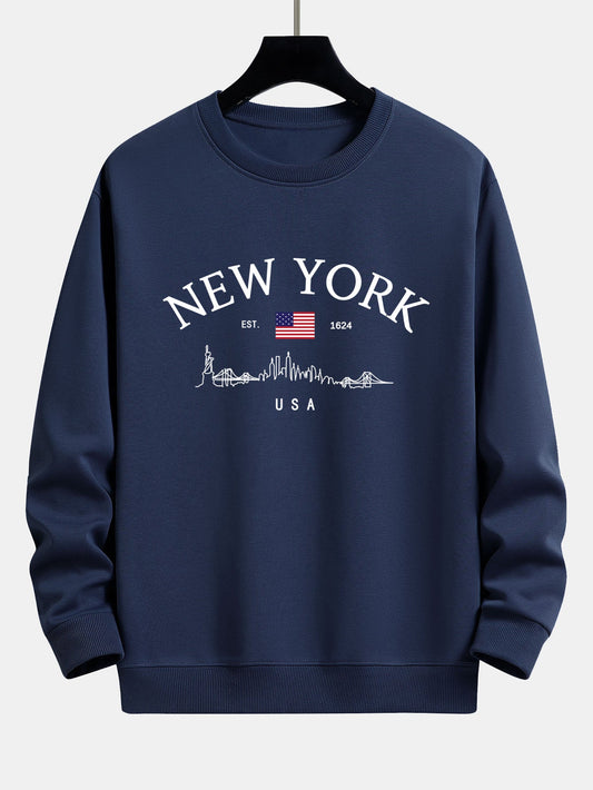 New York Druck Locker sitzendes Sweatshirt