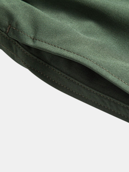 Palmenbaum Farbblock Druck Knopf-Down Hemd und Badehose