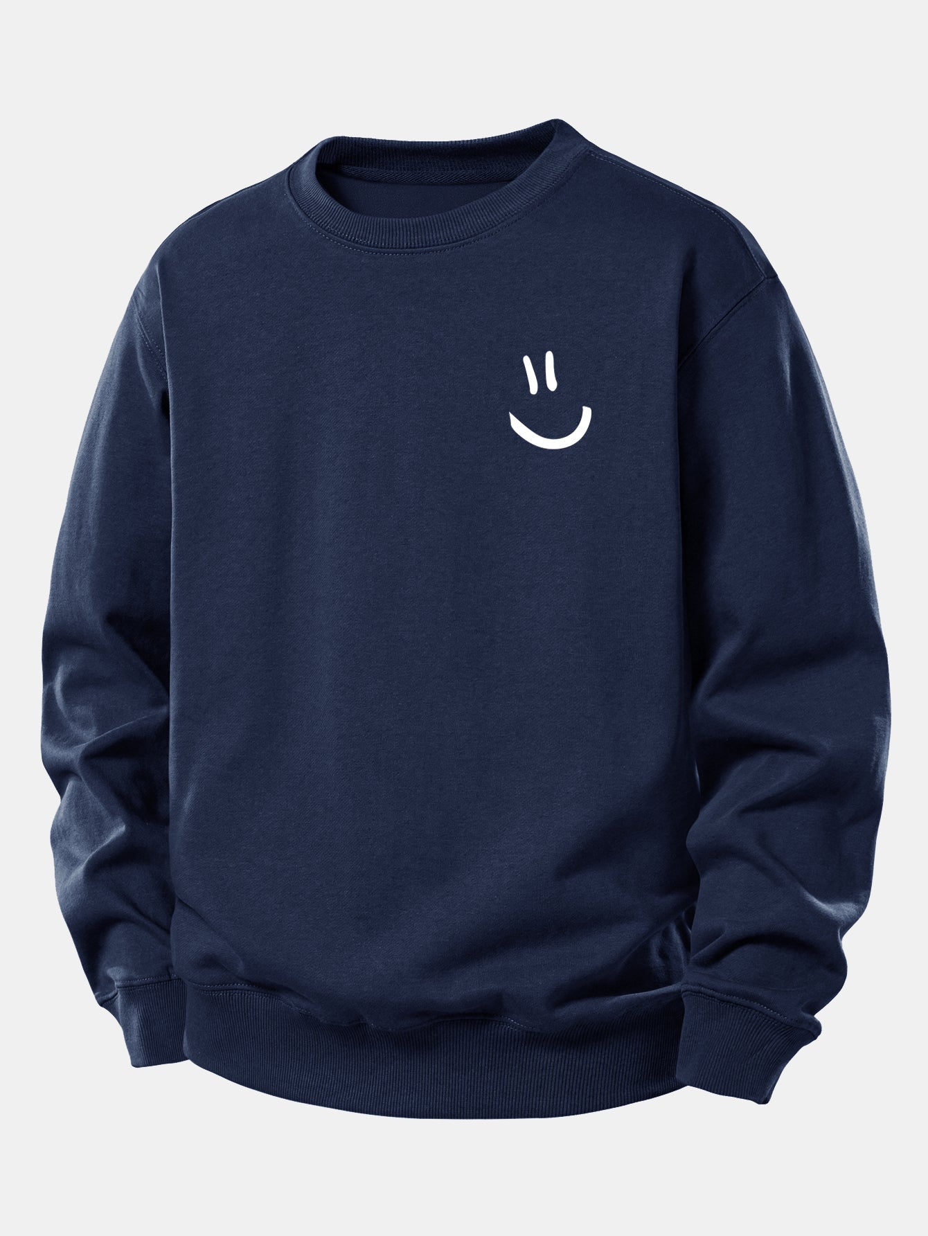 Lockeres Sweatshirt mit Smiley-Gesicht Druck