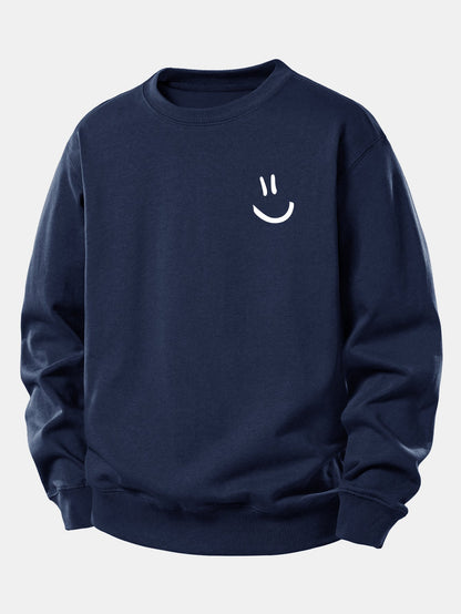 Lockeres Sweatshirt mit Smiley-Gesicht Druck