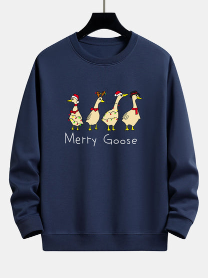 Locker Geschnittenes Sweatshirt mit Weihnachtsente Druck