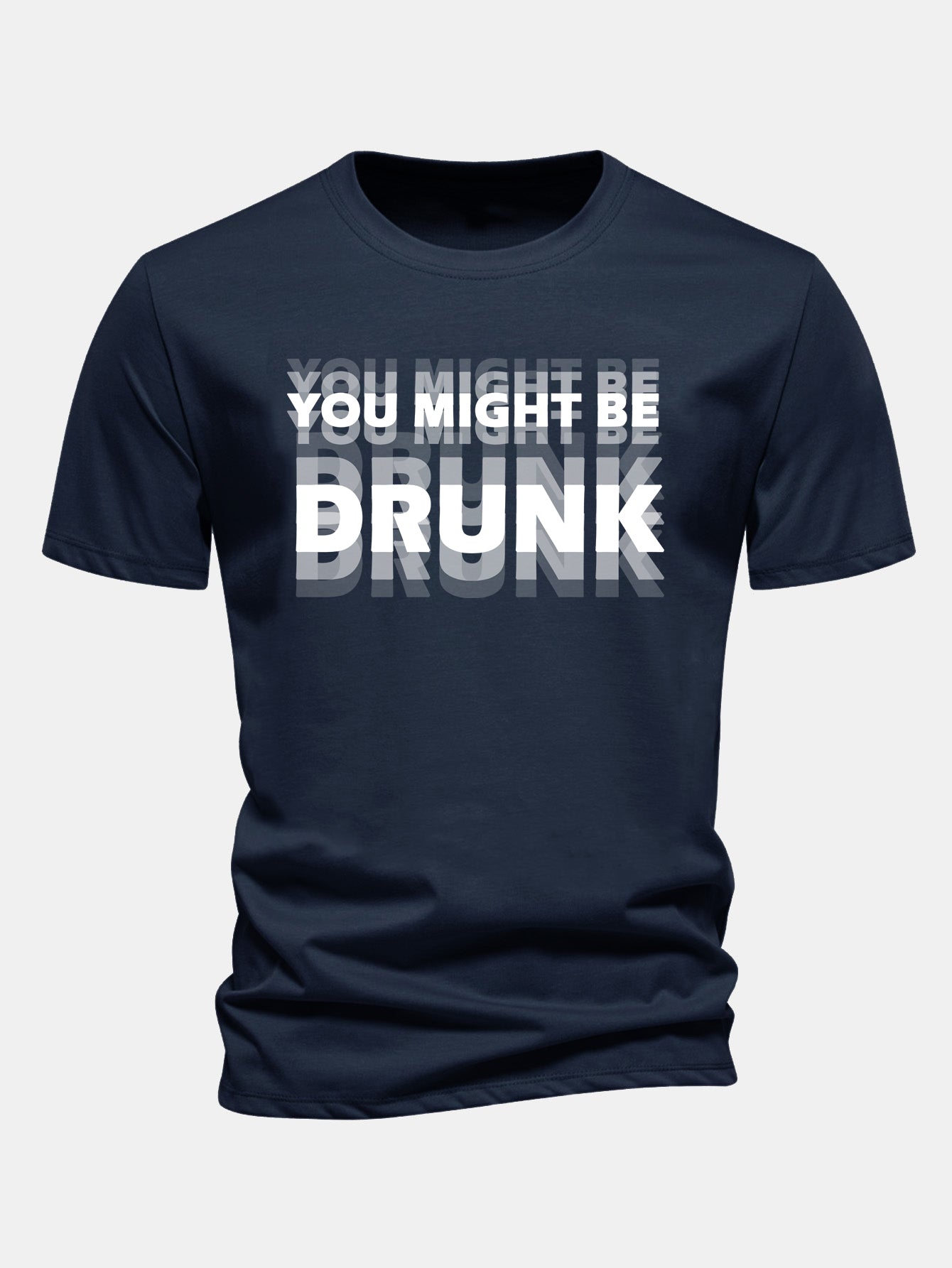 Baumwoll-T-Shirt in Regular Fit mit 'You Might Be Drunk'-Print