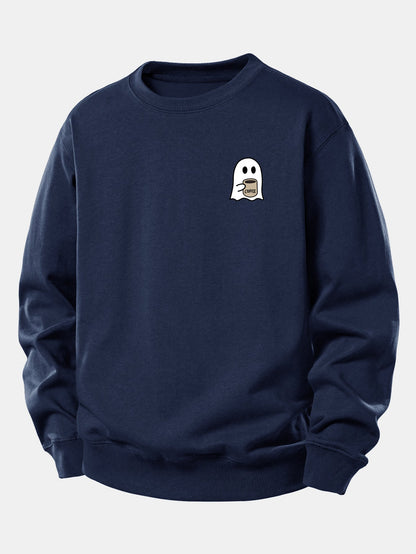 Relaxed Fit Sweatshirt with Ghost Coffee Design