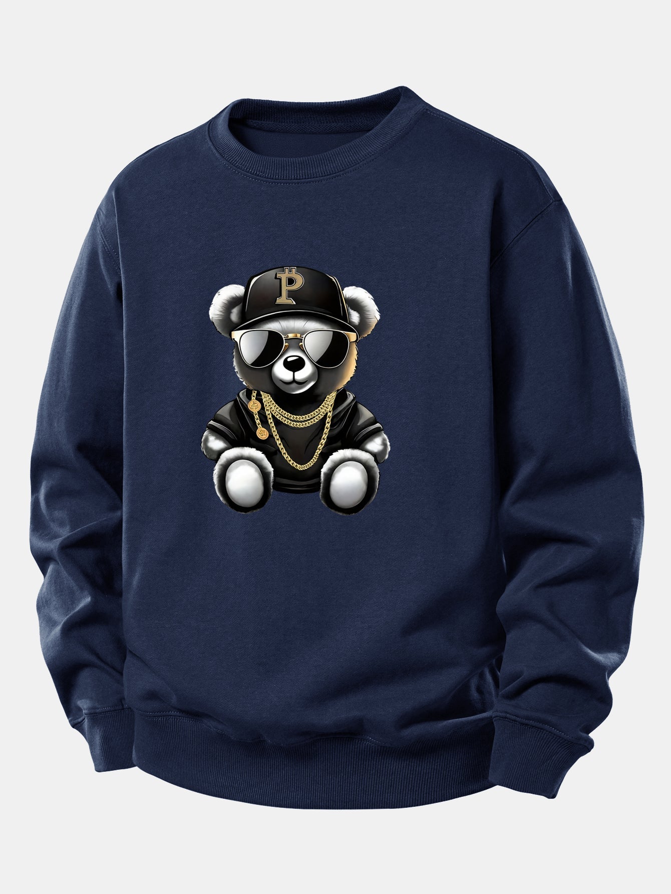 Hip Hop Bär Druck Locker Geschnittenes Sweatshirt