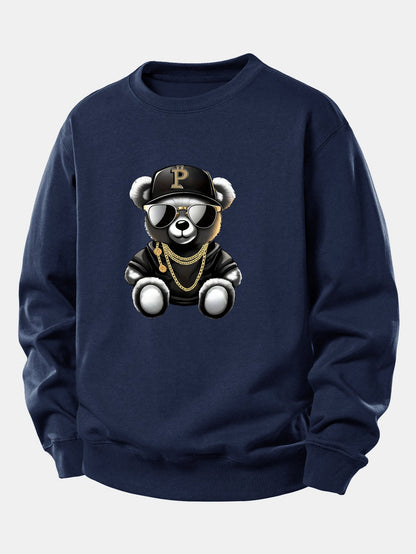 Hip Hop Bär Druck Locker Geschnittenes Sweatshirt
