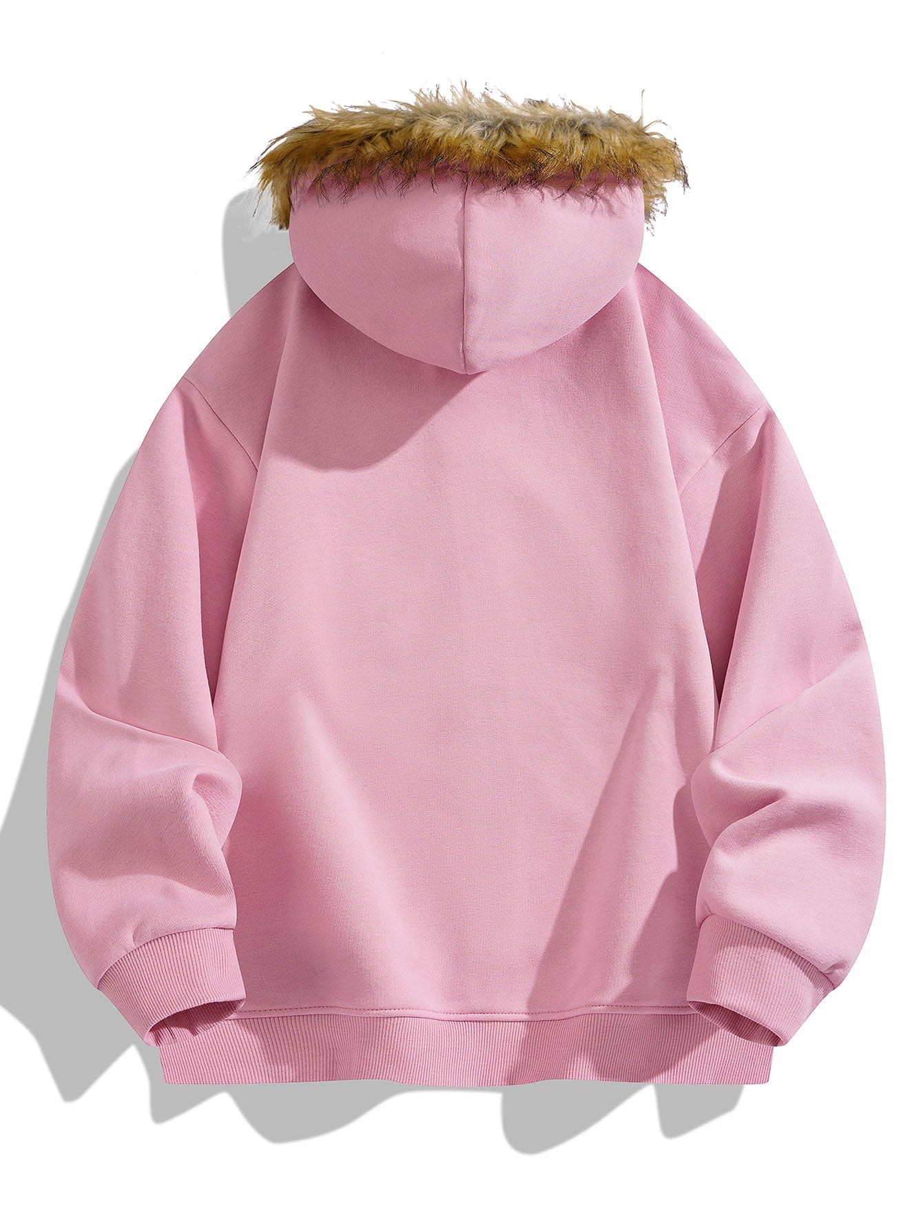 Locker sitzende Kapuzenjacke mit Reißverschluss und Kunstpelzkragen